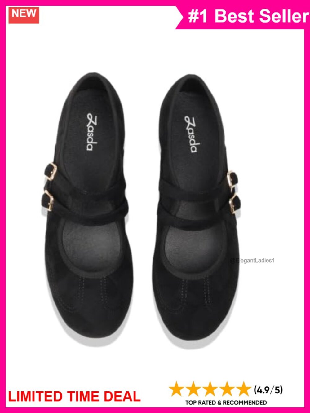 Suede Mary Jane Ballet Flats Cushioned Round Toe Women's Comfort Shoes